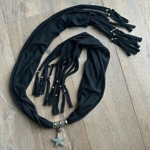 Black scarf with bling star charm